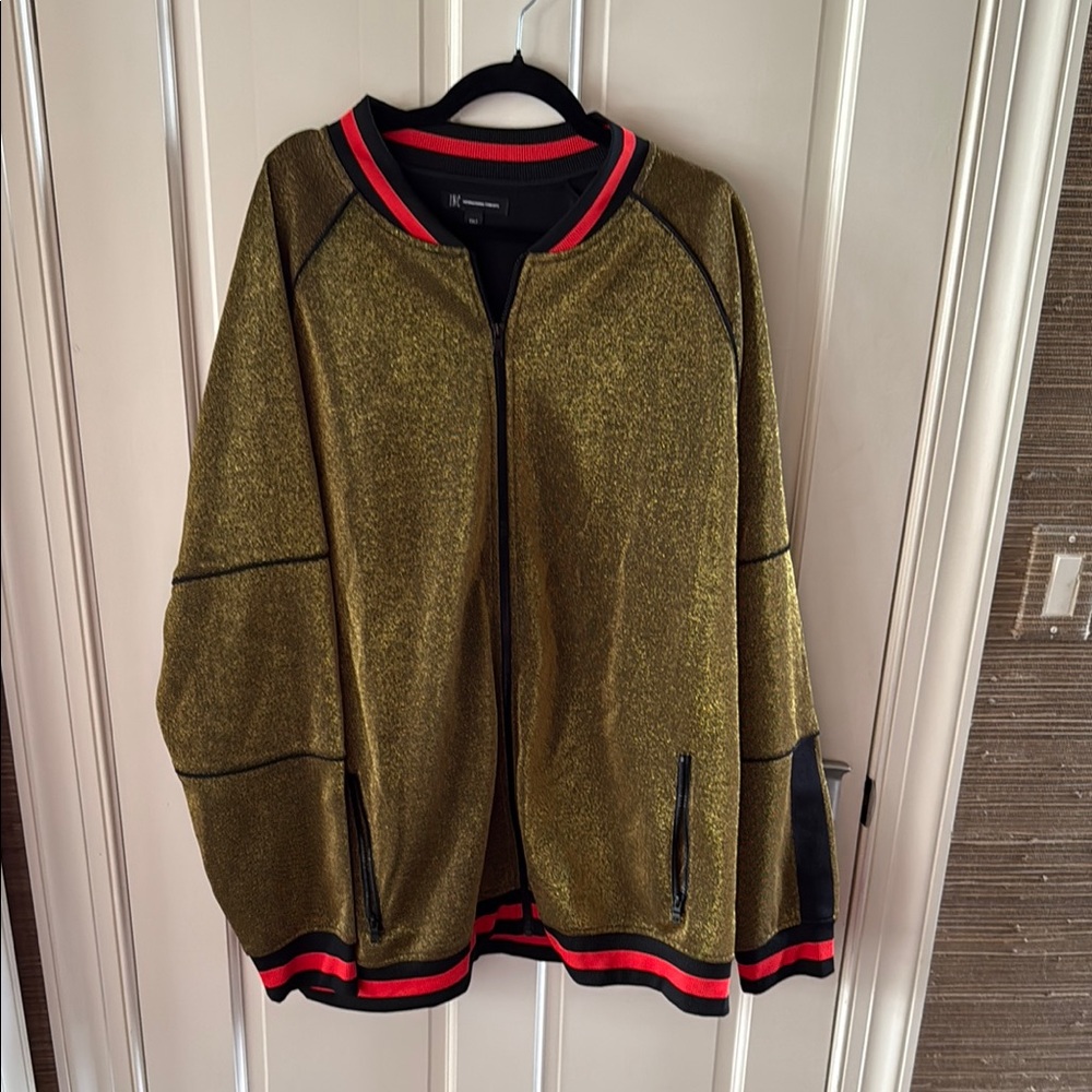 INC International Concepts Gold and Black Jacket with Red Details